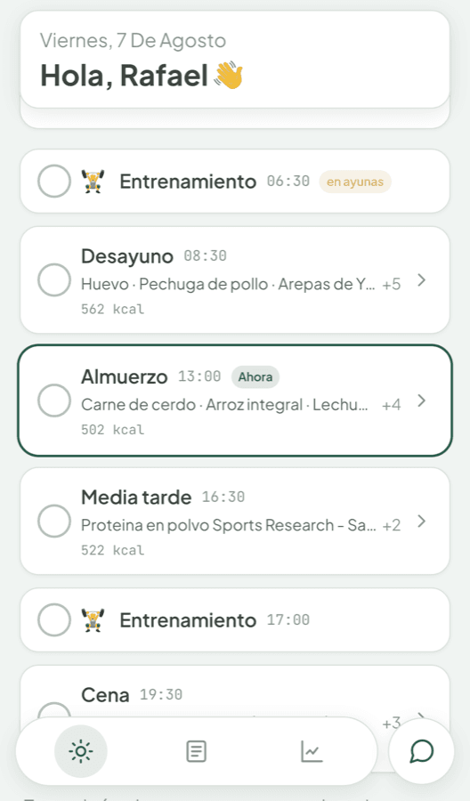 App del paciente en el celular: su plan del día con las comidas